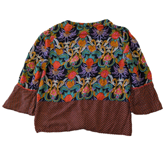 Maeve by Anthropologie Bell-Sleeve Tie-Front Boho-Style Blouse Size 4 - Picture 2 of 6